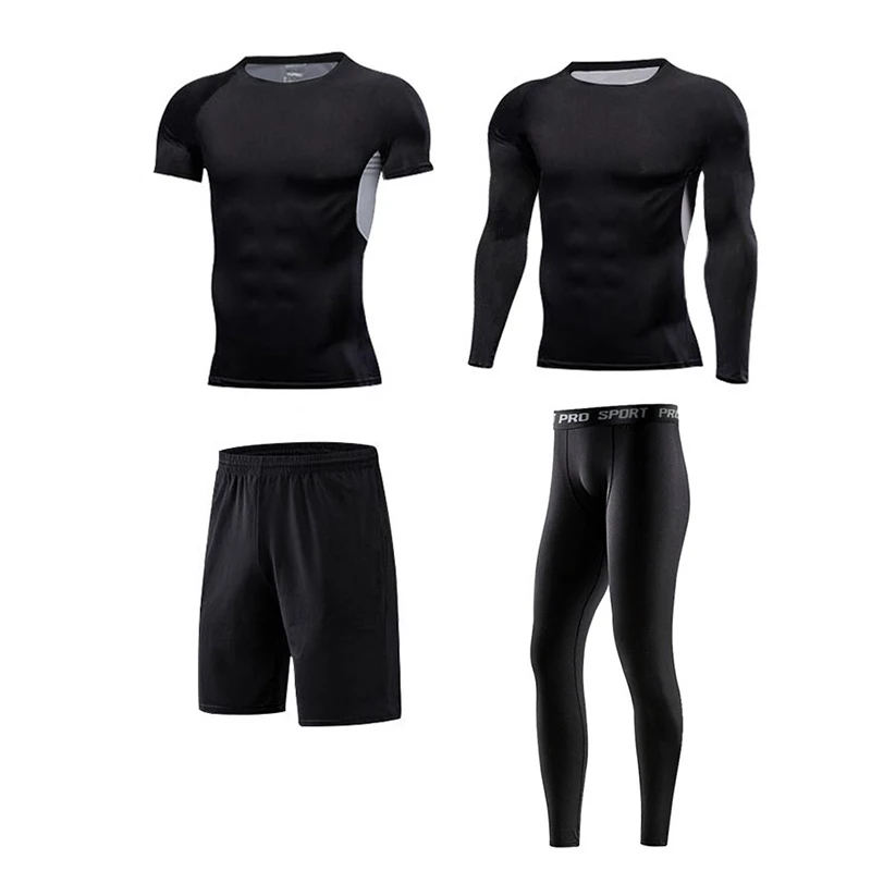 Новая мужская спортивная одежда, компрессионная спортивная одежда, эластичная одежда для фитнеса, мужская спортивная одежда для бега, тренировочный спортивный костюм, беговые костюмы 3XL - Цвет: Man sportswear-4-WH