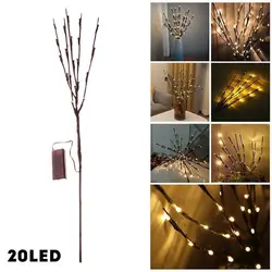 20 светодиодный светильник на ветке из ивового дерева, вечерние, свадебные, праздничные, светодиодный, романтические, садовые