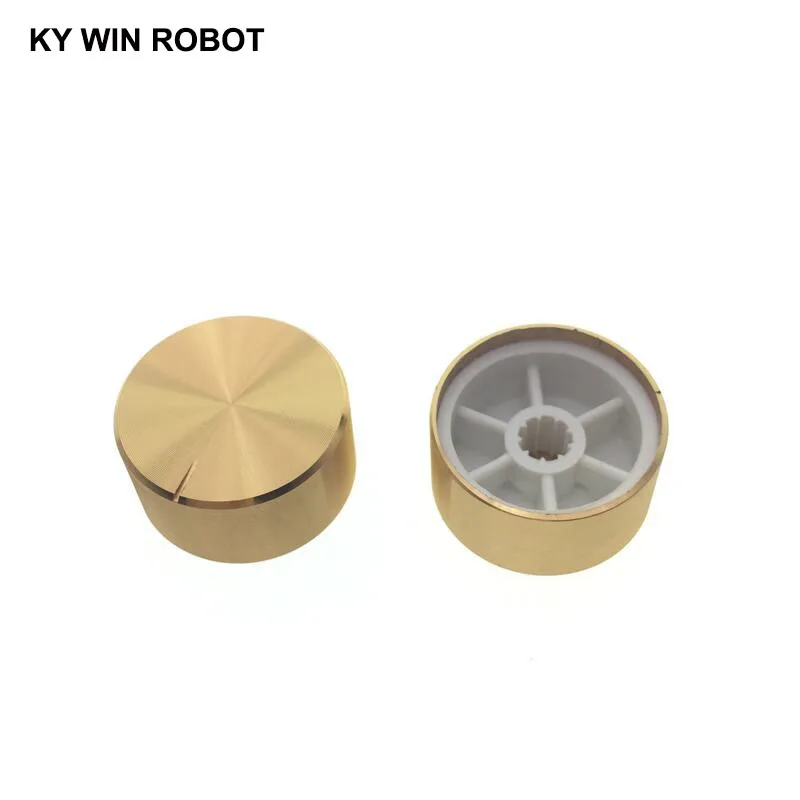 1 pcs 25x13mm 6mm Shaft Hole Aluminum Alloy Potentiometer Knob Gold 30 18mm solid aluminum potentiometer rotary knob cap 6mm hole for hifi audio amp cd turntable recorder instrument 1pc