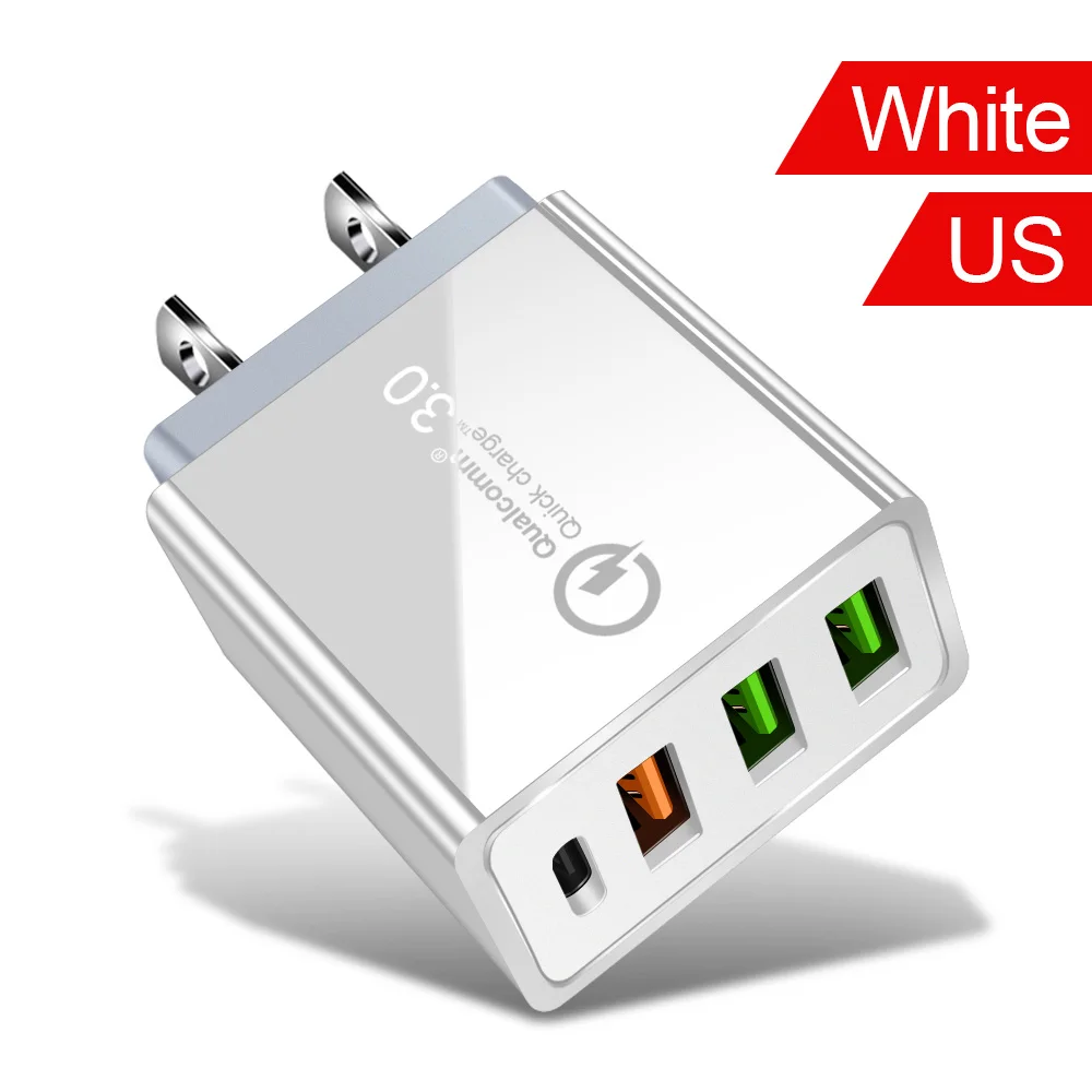 3 Port US White Udyr Quick Charge 4,0 3,0 USB зарядное устройство 36 Вт EU US type C PD быстрое зарядное устройство для iPhone 11 Pro Sasmung S10 Xiaomi huawei PD зарядное устройство - Тип штекера: 3 Port US White