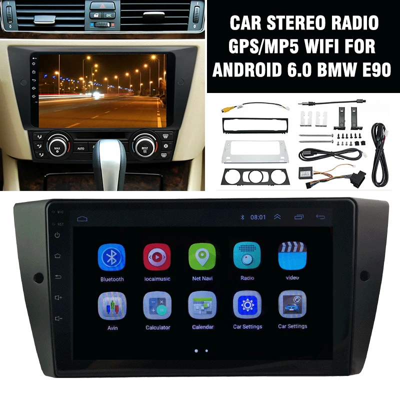 

9inch Bluetooth Car Stereo Radio GPS/MP5 Wifi Fit For Android 6.0 BMW E90/E91/E93 2005-2012 Car Intelligent System Accessories