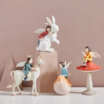 

White Night Fairytale Series Home Decorations Creative Resin Cafe Bedroom Desktop Display Children Christmas Gift Wedding Decor