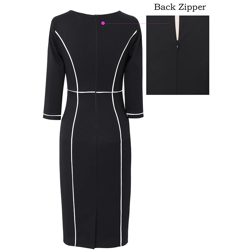 Vfemage Womens Autumn Elegant Colorblock Patchwork Contrast Slim Fit Casual Work Business Office Party Bodycon Pencil Dress 367
