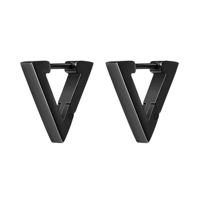 Stainless Steel Hoop Earrings for Women Men Black Rose Gold Plated Circle Round Earring Geometric Classic Cartilage Earrings EH696 Black