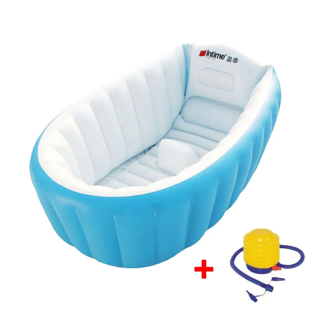 blue-with inflator Детские ванны надувные портативные детские надувные подушки для ванной теплые складные аксессуары для душа для ванной новорожденных младенцев бассейн - Цвет: blue-with inflator
