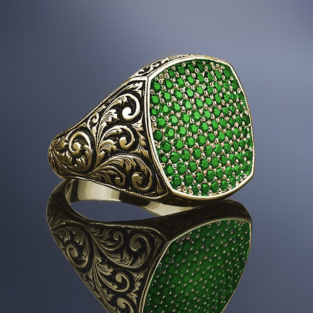 Handmade Vintage Big Oval Natural Turquoise Stone Ring For Men Women Retro Gold Silver Color Blue Bead Wedding Band Gift