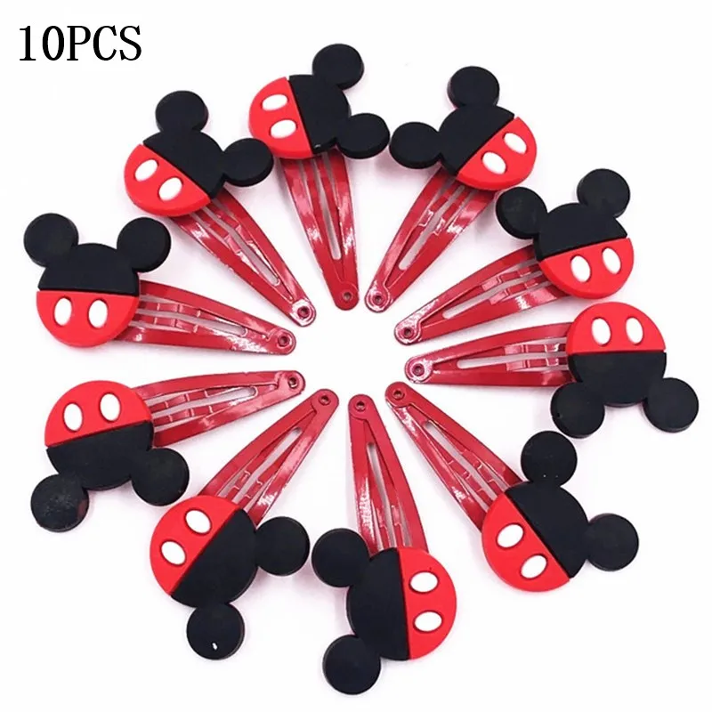 7-10pcs 10 шт., заколки для волос с Минни и Микки Маусом для маленьких девочек, заколки для волос с героями мультфильмов для детей, детские милые заколки для волос с кошками, аксессуары и клипсы для волос, резиновая резинка - Цвет: 7-10pcs