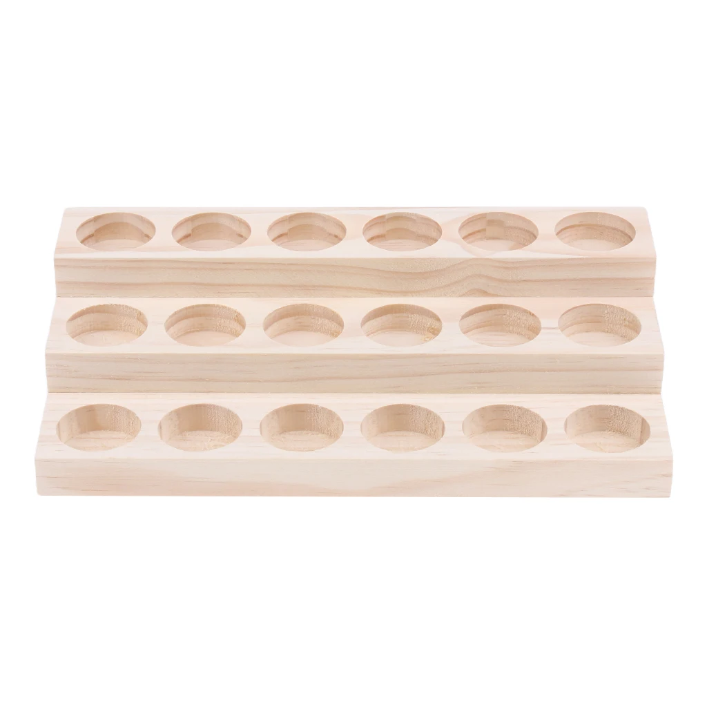 Natural Wood Essential Oil Display Stands Holder Rack Storage Organizer for 9/18/30 Slots 5-15ml Bottles Perfume Storage Tray