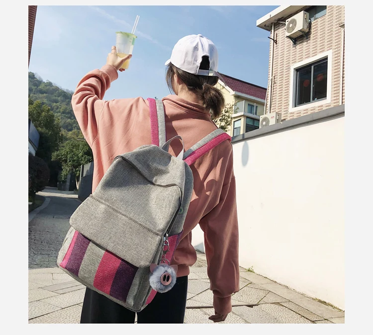 Водонепроницаемый хлопковый пеньковый рюкзак для женщин, рюкзаки для путешествий с несколькими карманами, женская школьная сумка для девочек-подростков, книга Mochilas