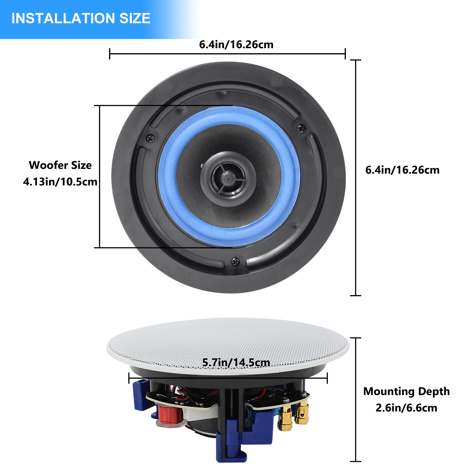 Bluetooth speaker wall ceiling speaker 4'' Built In Digital Class D Amplifier Bluetooth-Compatible Ceiling Speaker 160W Active LoadSpeaker For Indoor Bathroom