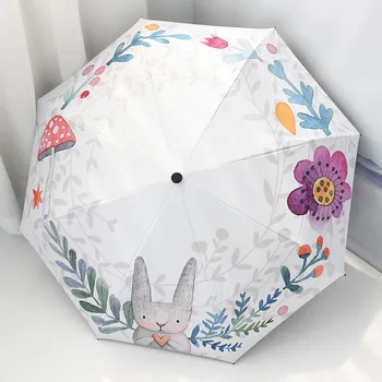 

Folding Umbrella Sunscreen Anti-UV Waterproof Women Umbrellas Parasol Creative Fashion Teenage Girl Rabbit