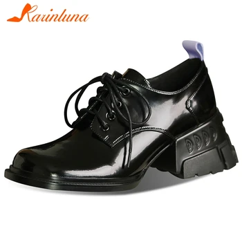 

KARINLUNA New Fashion Female 2020 Autumn Daily Pumps Square Toe Cross Tied Chunky High Heels Women Pumps Shallow Women Shoes