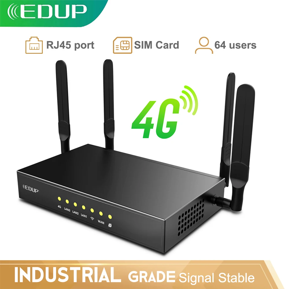 EDUP 4G Wifi Router 300Mbps Industrial Wireless Dongle With SIM Slot VPN High Gain Antennas Multiple Users For Industry | Компьютеры и