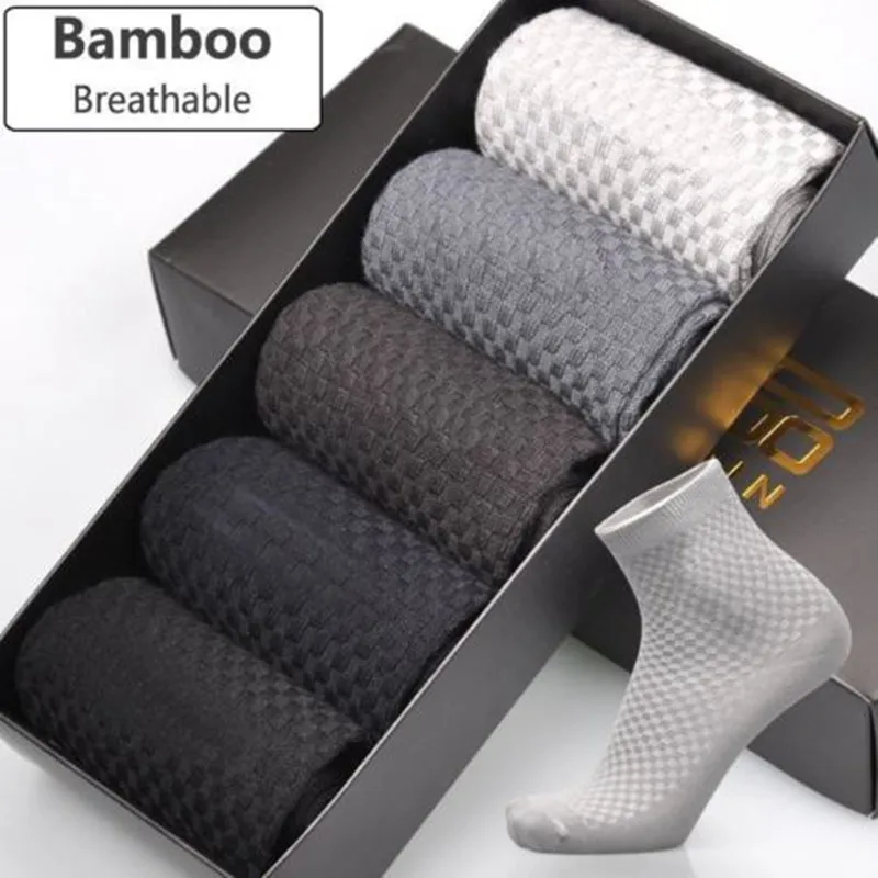 Новые мужские носки из бамбукового волокна Брендовые повседневные бизнес антибактериальные дезодоранты дышащие мужские длинные носки