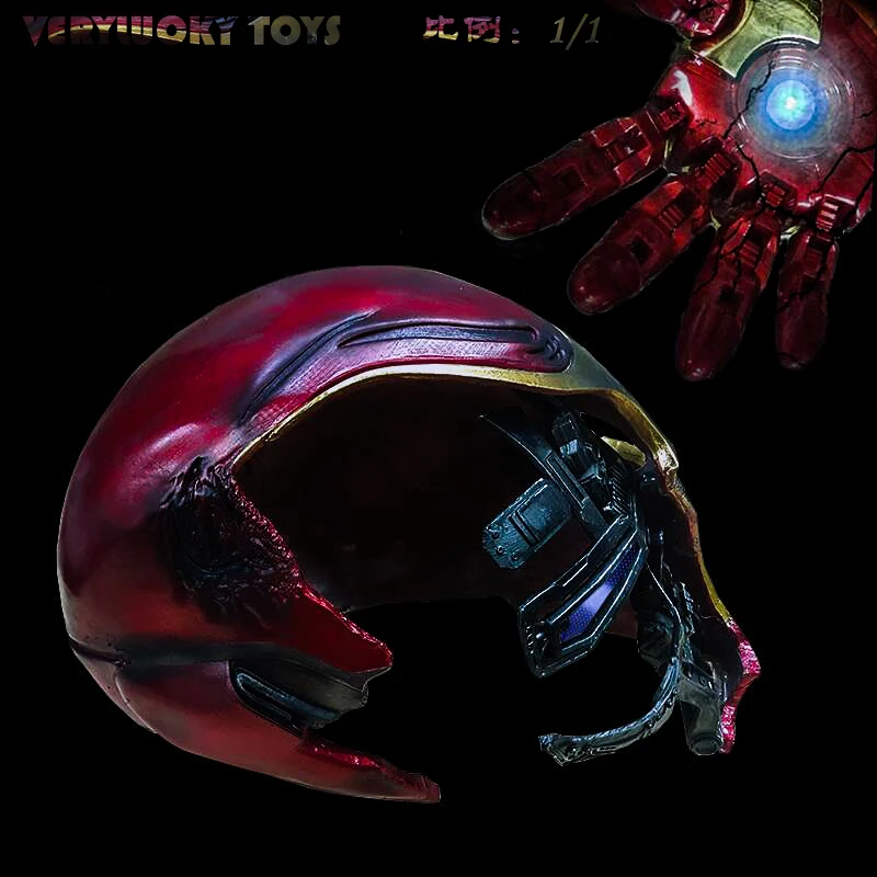 Мстители 1/1 боевой поврежденный шлем W/светильник Мстители 4 Железный человек MK50 VL1902 фигурка игрушки металлическая Версия