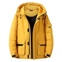 Русская зима для мужчин, уплотненная куртка с капюшоном на белом утином пуху, Мужская Толстая Теплая Повседневная ветрозащитная пуховая куртка с буквенным принтом, верхняя одежда