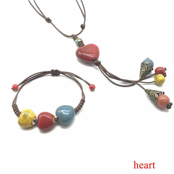 Богемное керамическое ожерелье ручной работы регулируемое длинное костюм кулон