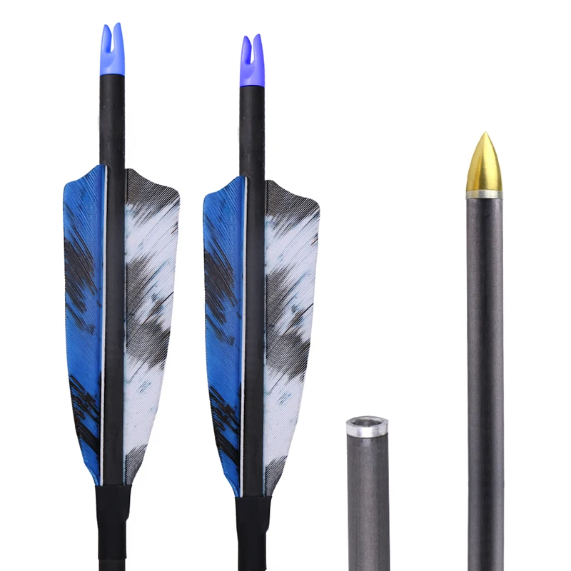 Spine 300 340 400 500 600 700 800 Pure Carbon Arrows ID 6.2mm 4" Camo