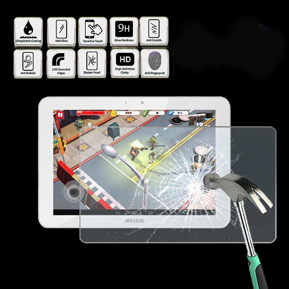 

Tablet Tempered Glass Screen Protector Cover for ARCHOS 101 Platinum - Anti Fingerprint Screen Film Protector Guard Cover