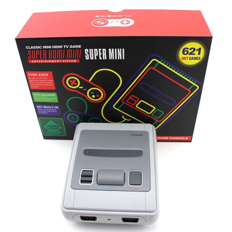 Супер Мини HD семейный ТВ 8 бит SNES игровая консоль Ретро Классический HD выход ТВ Портативный игровой плеер встроенный 621 игр
