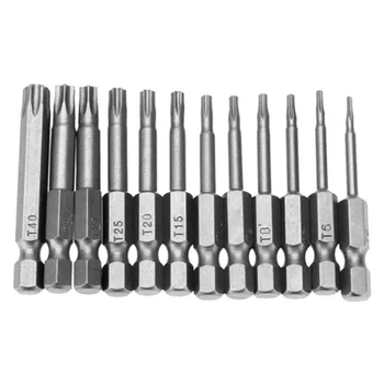 

12x 50mm 1/4 Hex Torx Head Batch Screwdriver Bit Magnetic T5-T40 Set Hand Tool