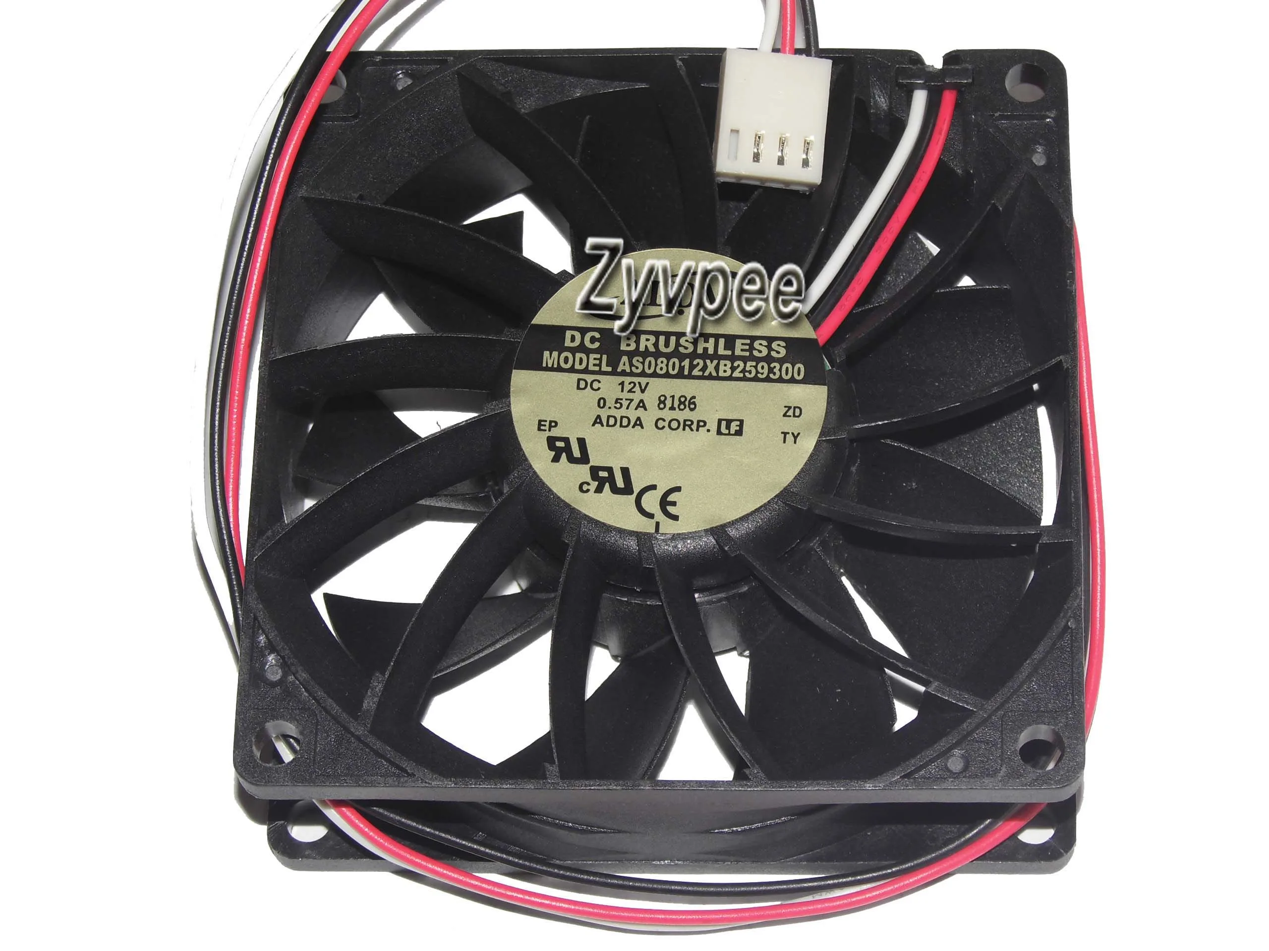 ADDA 80*25 мм AS08012XB259300 12V 0.57A 3 провода 8 см чехол блок вентилятора осевой кулер
