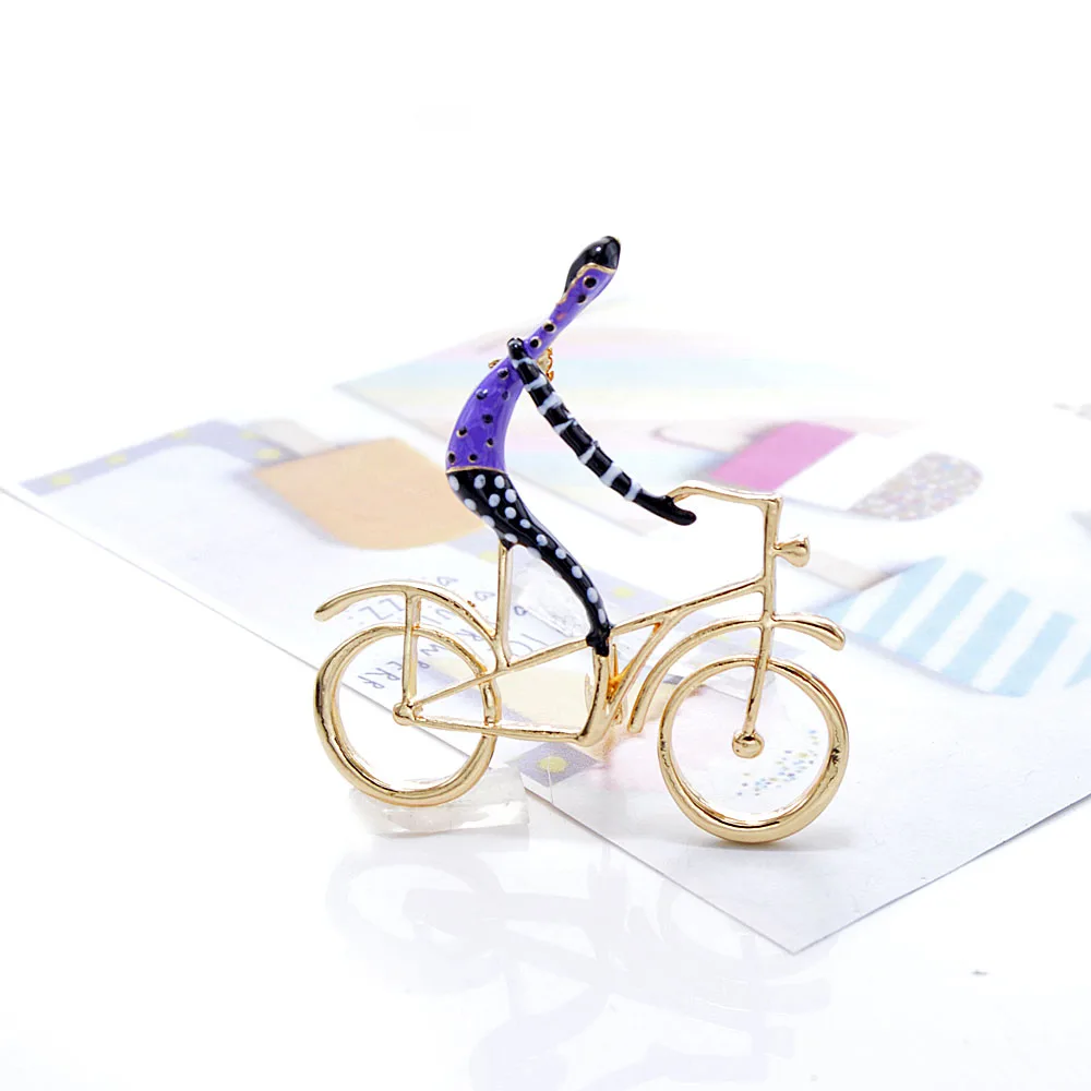 CINDY XIANG Enamel Ride Bike Brooches for Women Fashion Creative Design Jewelry 3 Color Avaible High Quality New