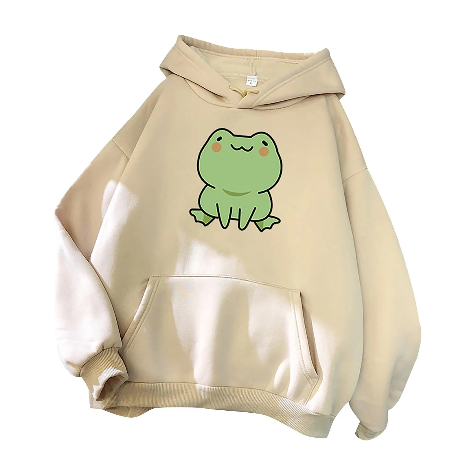 Aiouios Tops for Women Loose Fit Hoodies for Women Pullover Graphic Cute Cartoon Frog Blouses Long Sleeve Sweatshirts 