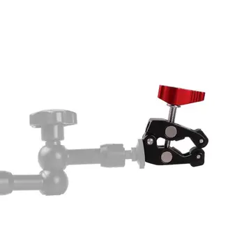 

Red Knob Crab Claw Magic Arm Clamp with Mini Friction Magic Arm Multi-Function Double Ball Head for Camera Monitor