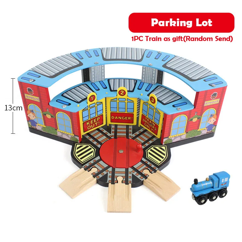 Wooden Track Railway Accessories Bridge Train Station Tunnel Cross Compatible All Brands Wood Track Educational Toys for Kids 3