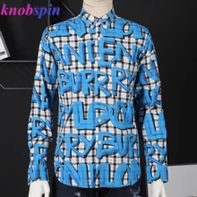 Классическая мужская рубашка с буквенным принтом брендовая качественная из чистого хлопка с длинными рукавами мужские парадные рубашки тонкие рубашки мужское платье