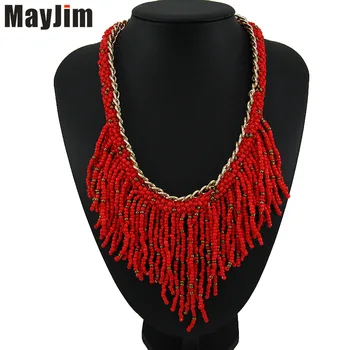 

New Statement Women Tassels Necklace Big Aluminum chain bohemian Chain Choker Necklaces & Pendants Vintage Fashion jewelry