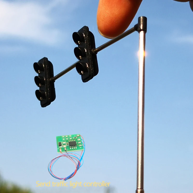 5 Pcs Lamp Posts OO HO Gauge 20mm LEDs Made Green/Red Dwarf Signals 2 Aspects Model Train Scenery Or Street Layout Accessories