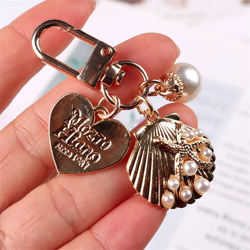 Simple Alloy Beach Seashells Keychains Creative Handmade Conch Pearl Key Chain Shells Decor Summer Llavero Para Mujer | Украшения и