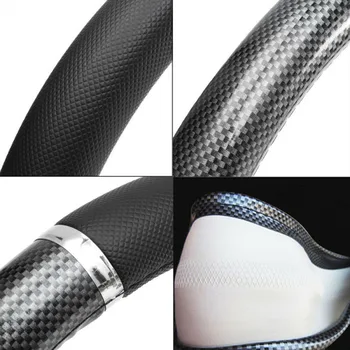 

Auto Steering Wheel Cover Interior Inner Carbon Fiber 38cm Accessories