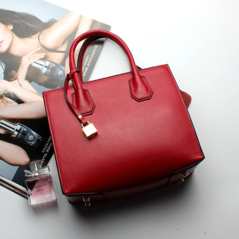 

[On the New Season] Yang Mi Celebrity Style 2017 Spring And Summer New Style Embossed Leather Full-grain Leather Bag