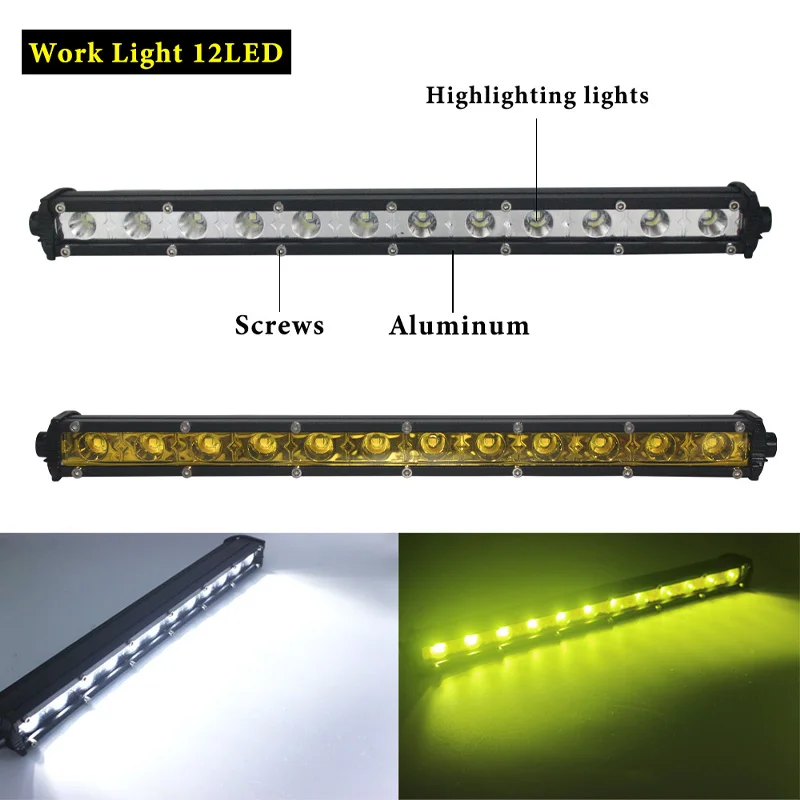 Рабочий свет бар 12V 24V 18 Вт 36 Вт 7*1/11*1 дюйм 6/12LED противотуманный автомобильный внедорожный седельный тягач лодка для 4x4 внедорожник желтого золота