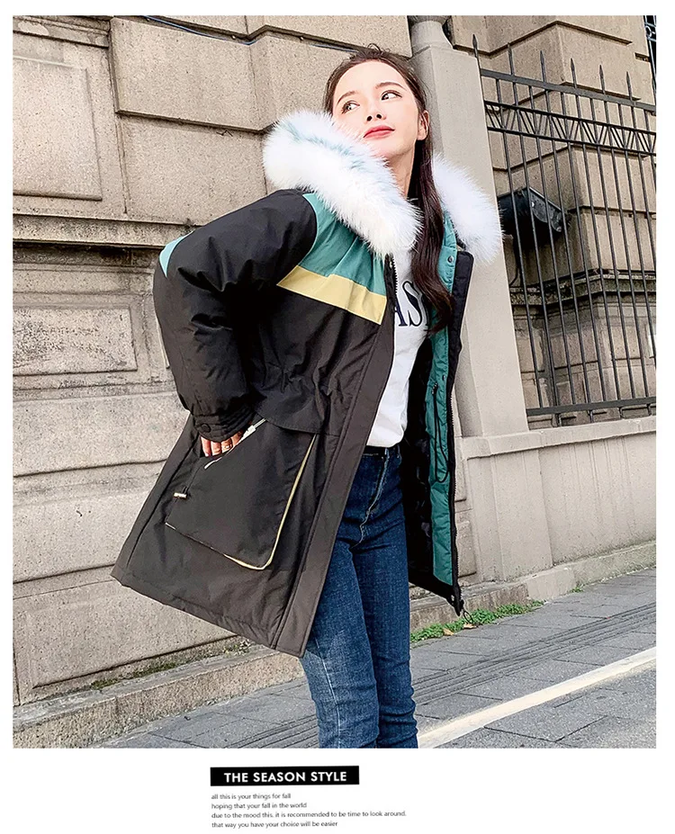 Cotton-padded Clothes Clothing Mid-length Loose-Fit Korean-style Winter New Style Fashion Cotton Coat Thick Warm Large Fur Colla