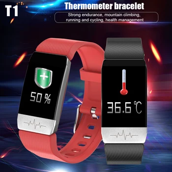 

Smart Bracelet Heart Rate Monitor Smart Watch Music Control Sport 2020 Bracelet T1 Fitness Tracker Body Temperature Men Women