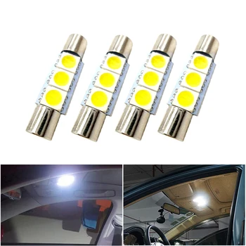 

4x 28mm Festoon LED T6.3 C5W 29mm LED Festoon 6614 6641 Fuse LED Light For Car Vanity Mirror Lights Sun Visor Lamp White