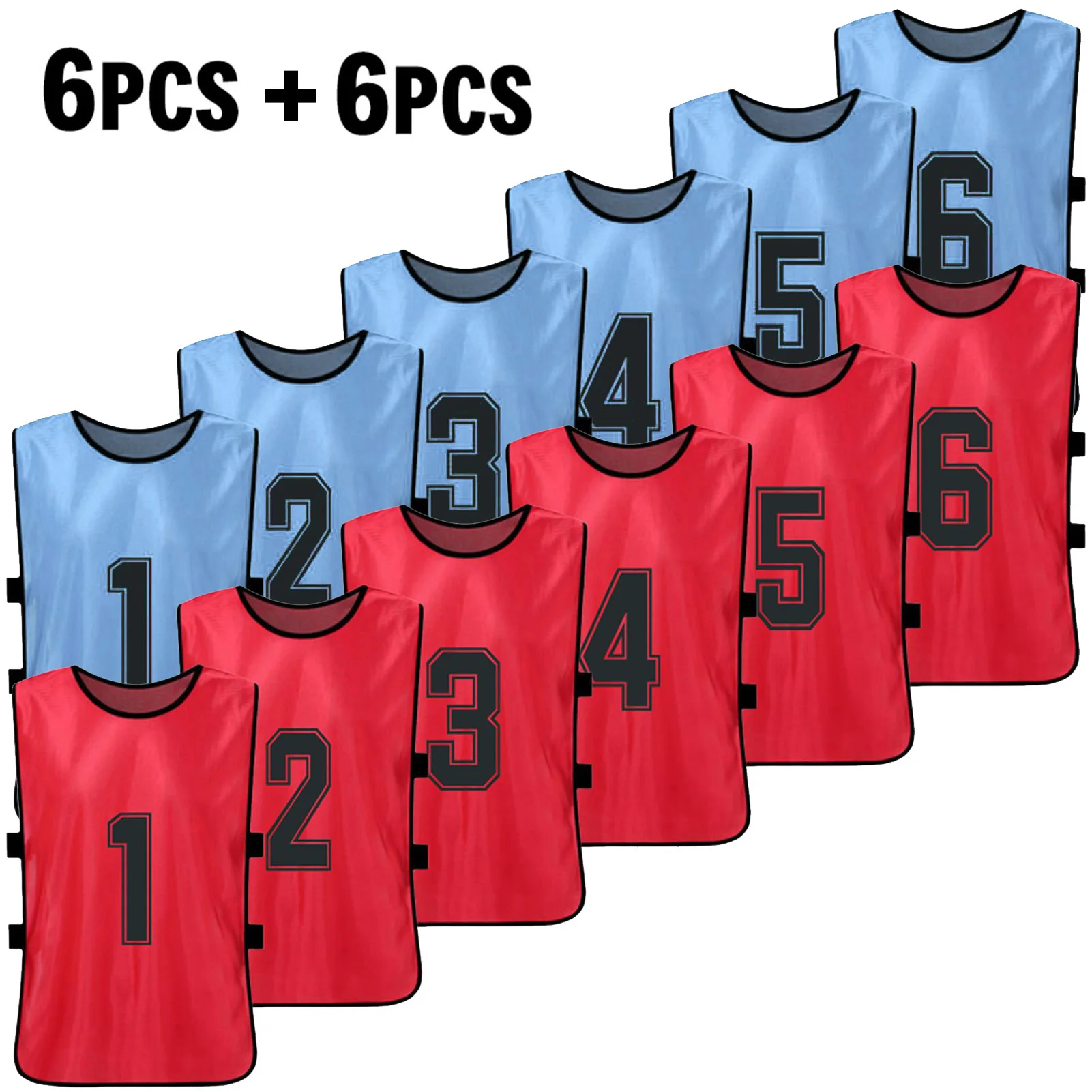 12 PCS Soccer Pinnies 2 Colors Quick Drying Football Team Jerseys Youth