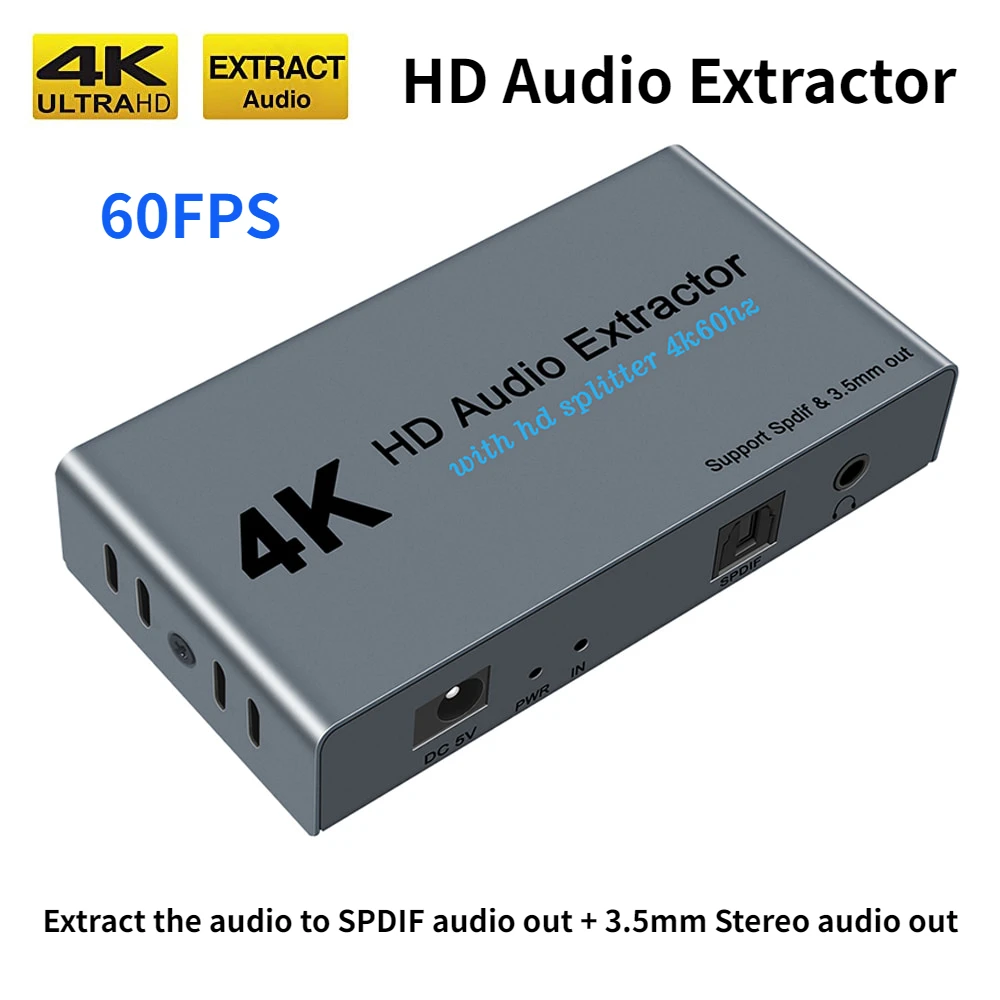 4K HDMI сплиттер HD аудио экстрактор 1 в 2 из оптический Spdif Toslink с 3 5 мм стерео выход