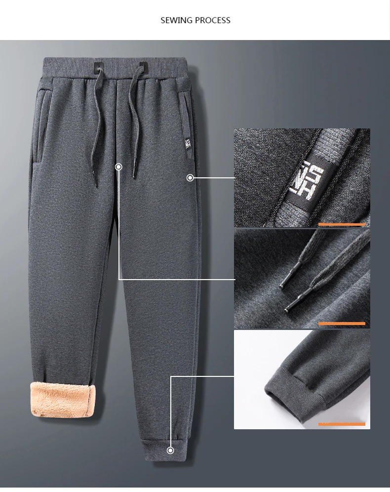 best business casual pants Winter Pants Men Fleece Lined Thick Warm Jogger Pants Men Fashion Clothing Bottoms Drawstring Running Pants Men 2021 Trends casual trousers for men