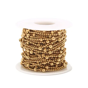 

2M/5M Gold Tone Stainless Steel Ball Chain 3.5mm Width Bead Chain in Roll Bulk Sale Chains DIY jewelry finding