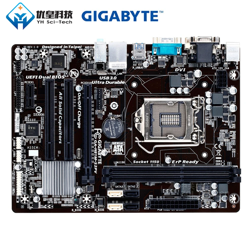 Gigabyte GA-H81M-S2PV Intel H81 Original Used Desktop Motherboard LGA 1150 Core i7/i5/i3/Pentium/Celeron DDR3 16G Micro ATX | Компьютеры и