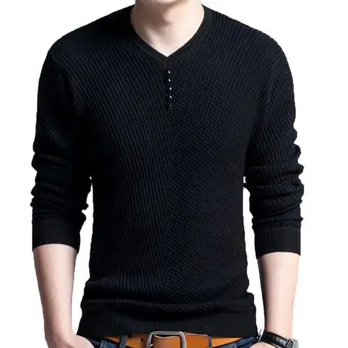 mens turtle neck Chic Autumn Winter Sweaters Men Solid Color V Neck Long Sleeve 2021 Pullover Knitted Pull Sweater Mens Sweaters  Male Knitwear crew neck sweater Sweaters