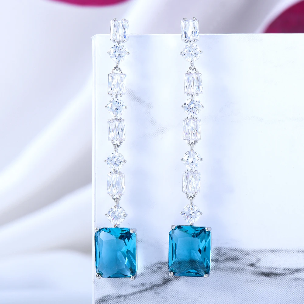 

Kellybola 2022 New Trendy Fashion Exquisite Multicolor Geometric Zirconia Earrings Women Party Daily Anniversary Indian Jewelry