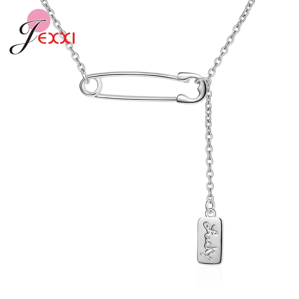 

Novel Design Pendant Necklace For Women 925 Sterling Silver Pin Shape Charm Necklace Jewelry New Mode Fashion Jewelry 2 Colors