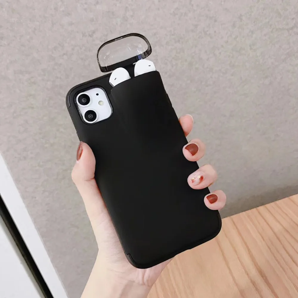 Starktni 2 в 1 Airpords держатель чехол для телефона для iphone 11Pro Max XR 7 8 Plus Жесткий Чехол для iphone X XSMAX 6S 6Plus задняя крышка