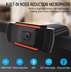 Webcam 4k 60fps webcam adequado para o entretenimento ao vivo do youtube usb com microfone webcam 4k